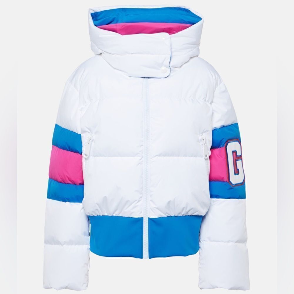 Goldbergh Puck Down Ski Jacket NWOT White Pink Blue Village Puffer Coat US 4